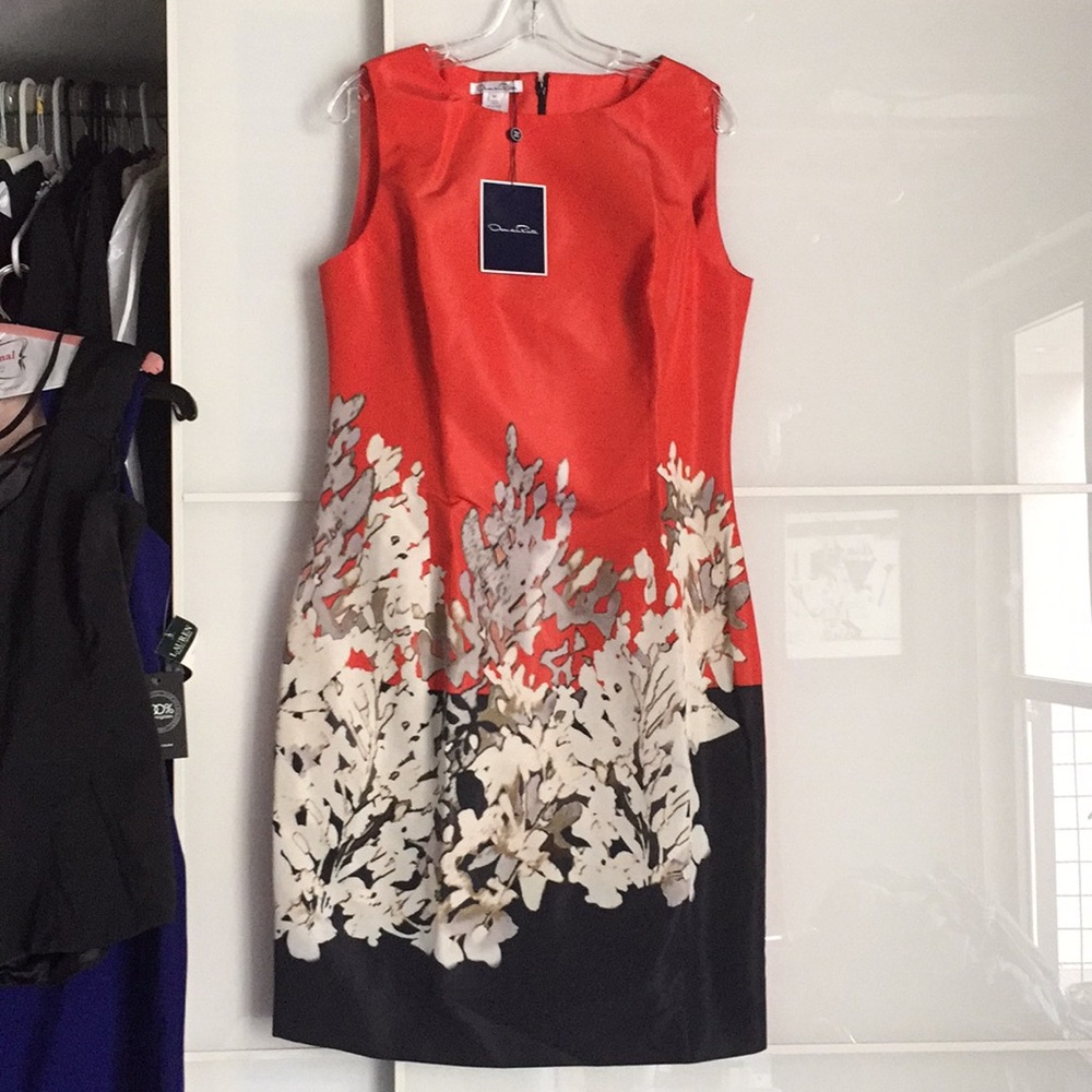 Oscar dela renta caribbean midi sheath dress sz 14